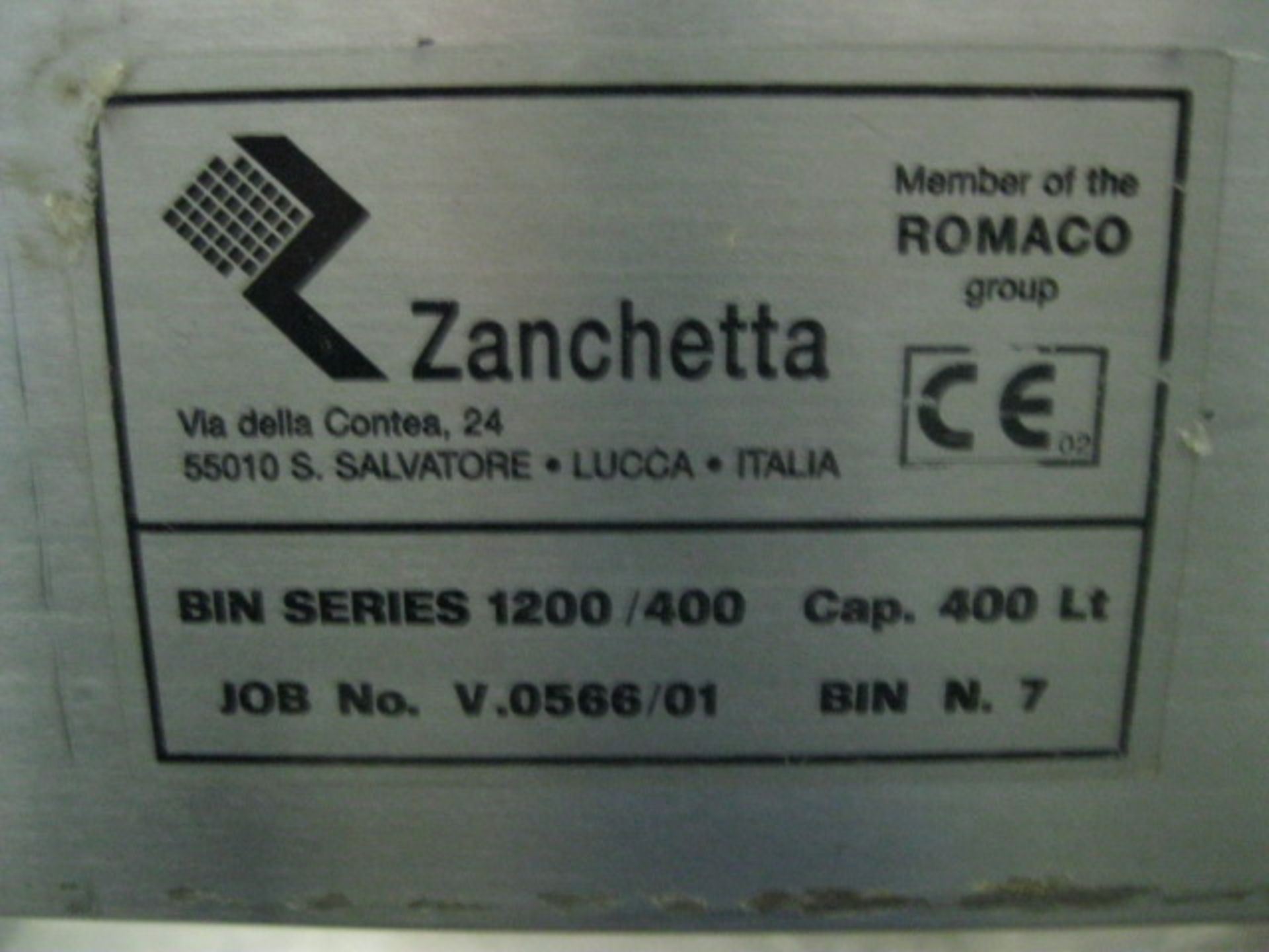Zanchetta (IMA) Bin Blender, Model CANGURO TUMBLER, Model 500 FS, Series 2000, stainless steel. Bin - Image 16 of 20