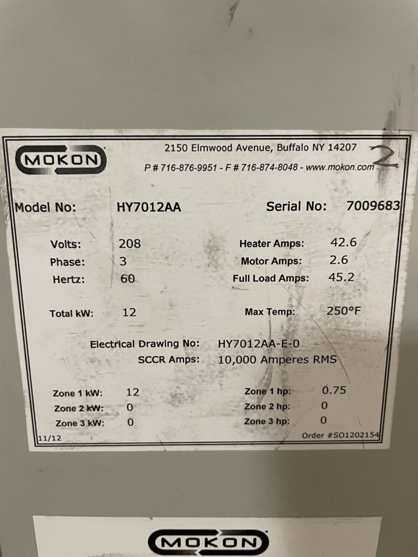 12 KW Mokon Oil Heater, Model HY7012AA - Image 2 of 4
