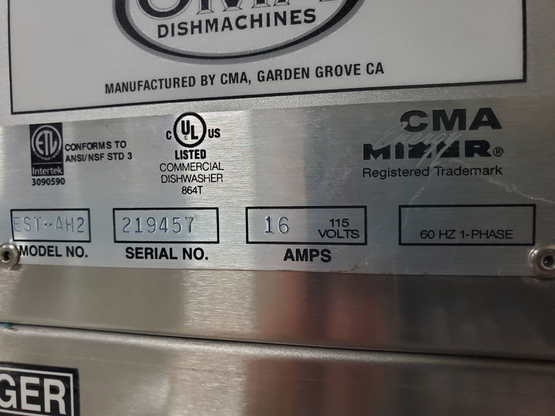CMA Industrial Washer, model EST-AH2 stainless steel, left/right side door opening. - Image 8 of 9