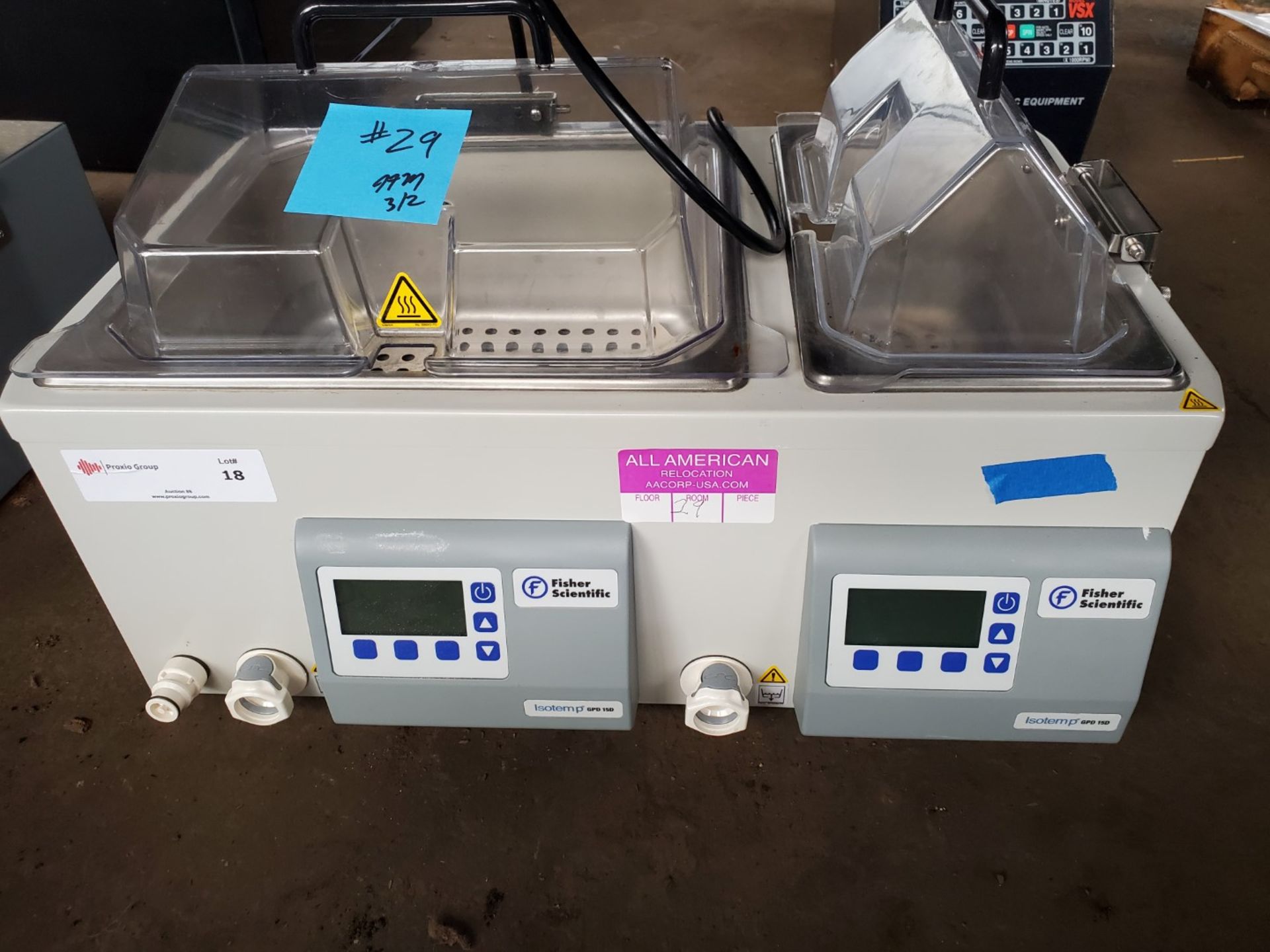 Fisher Scientific Dual Water Bath, model FSGPD 15D, 5 liter and 10 liter chambers