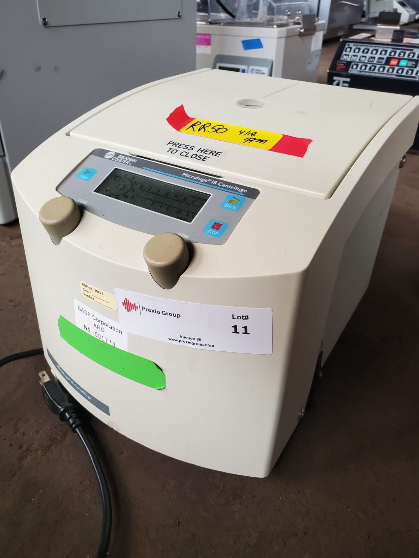 Beckman Coulter Microfuge 18 Centrifuge, 14000RPM max, with timer