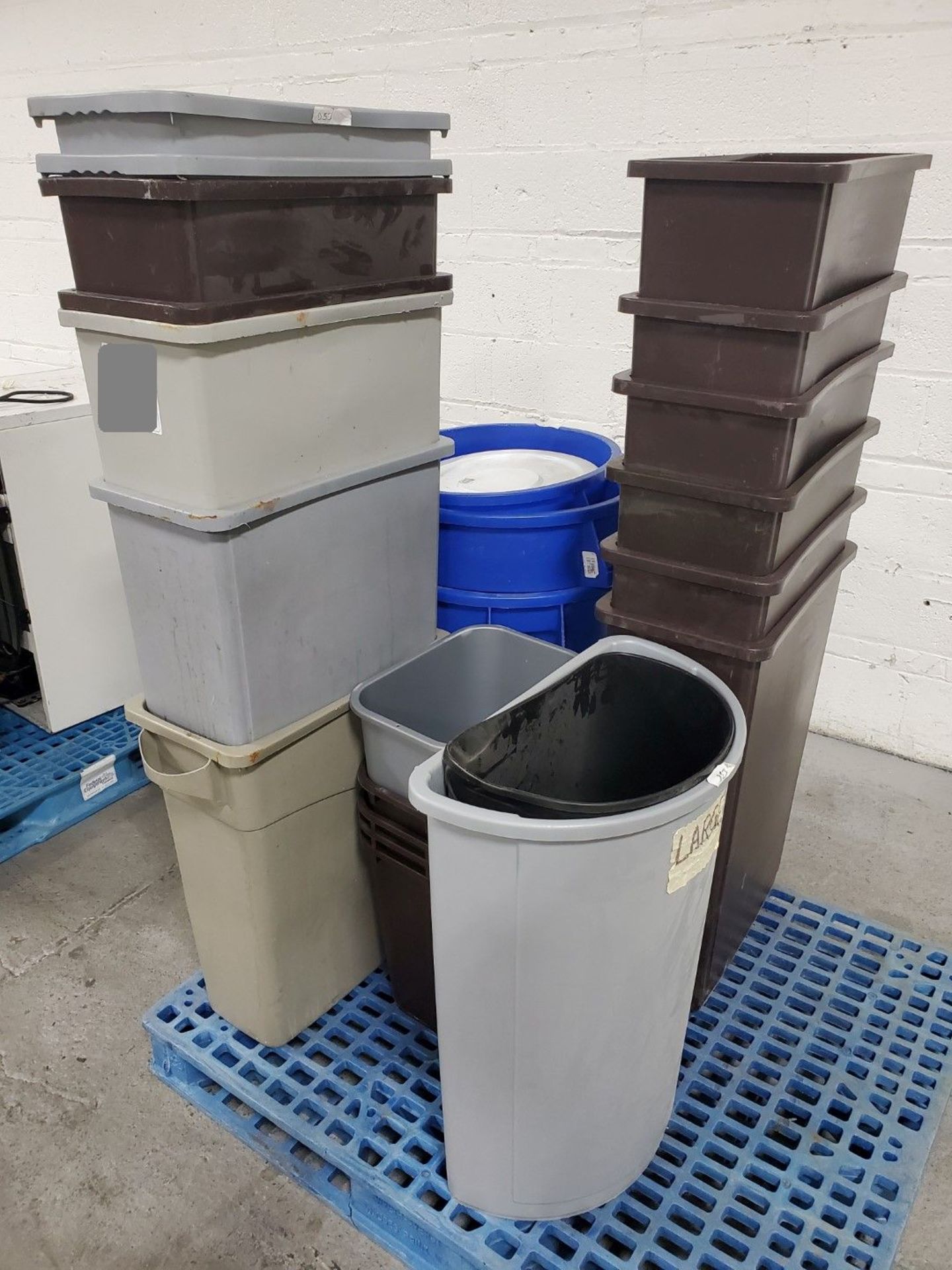 Lot of (7) Plastic Waste Bins