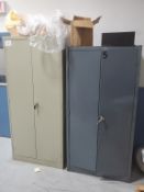 (2) 2-Door Metal Storge Cabinets Including Misc Spare Parts For Items In Room and Misc Supplies
