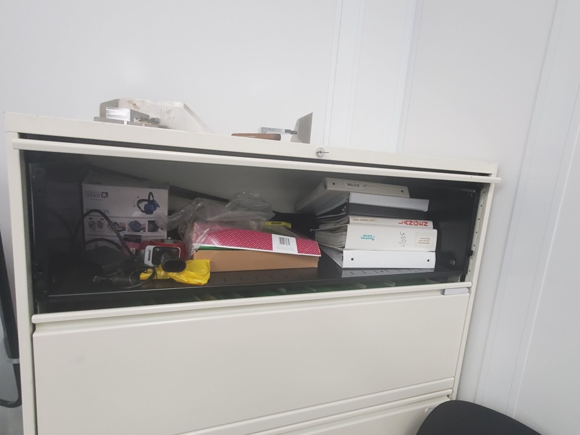 (5) Drawer Lateral Filing Cabinet With MiSc Parts, Lab Chair, Mirror on Stand Work Stand (Note - Image 2 of 3