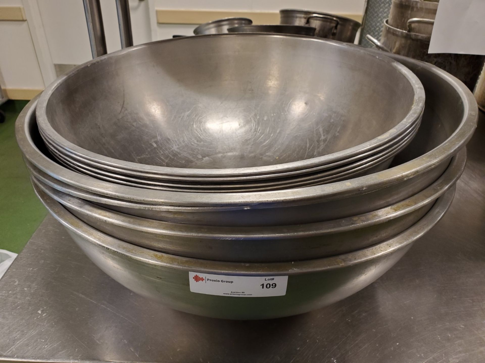 Lot of (9) Stainless Steel Mixing Bowls