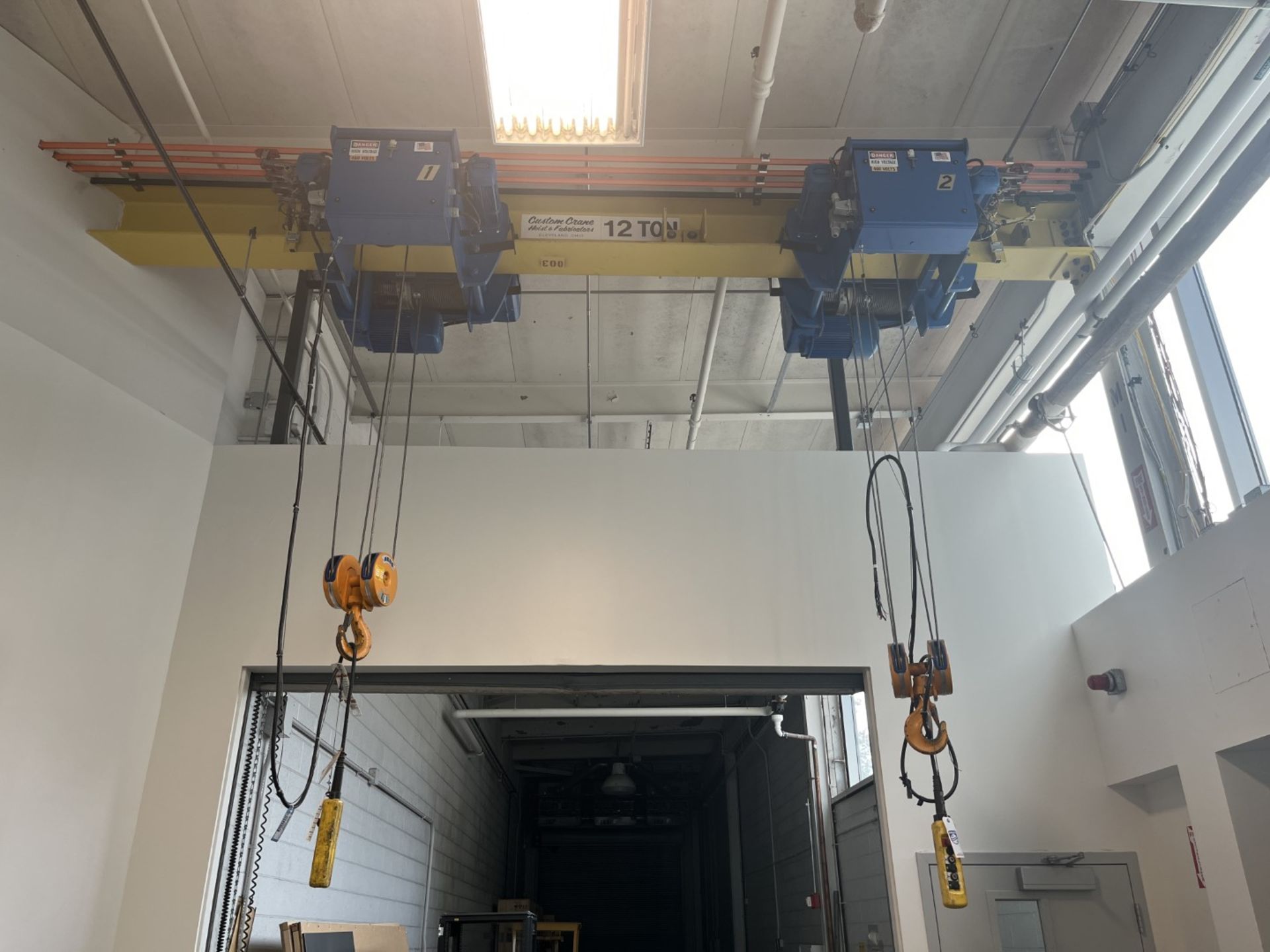 12-Ton Capacity Overhead Crane w/ 2- Electric Hoists