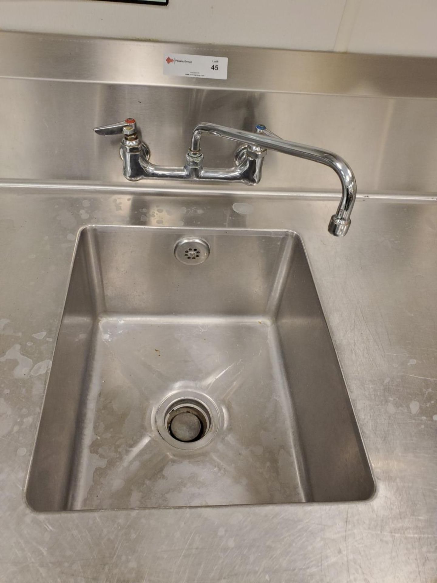 Stainless Steel counter and sink, 96" long x 28" wide x 36" high, with 15" x 18" sink - Image 2 of 3