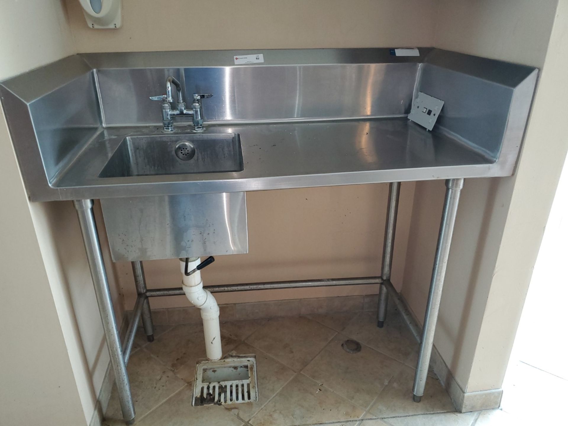 Stainless Steel Counter with Sink, 45" long x 22" wide