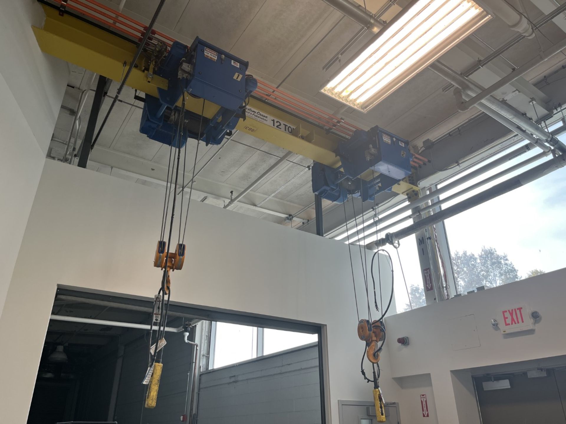 12-Ton Capacity Overhead Crane w/ 2- Electric Hoists - Image 2 of 4