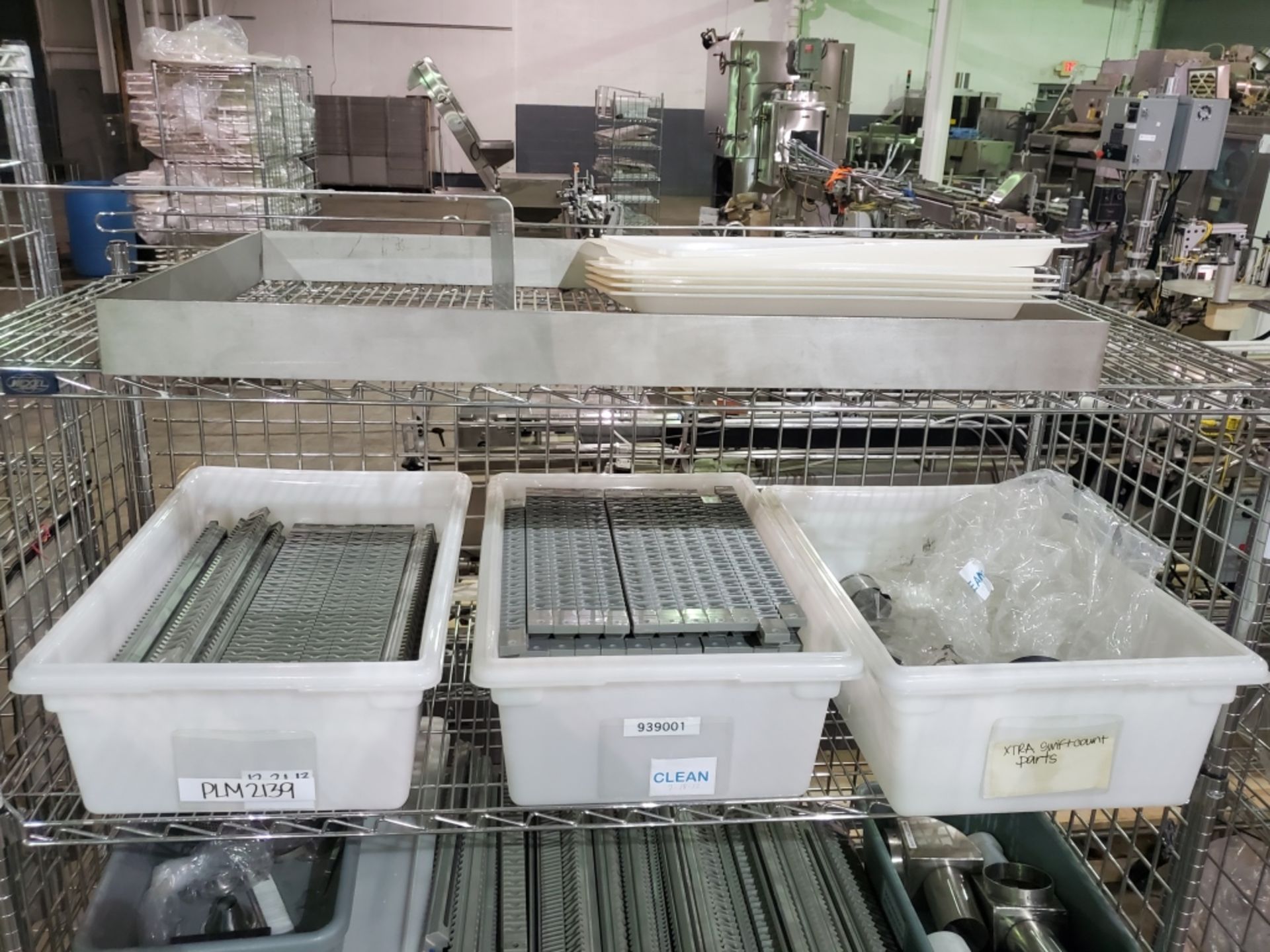 (1) Nexel 4-Tier 60" x 24" Castered Wire Rack w/ Various Lakso Slat Counter Spares - Image 3 of 4