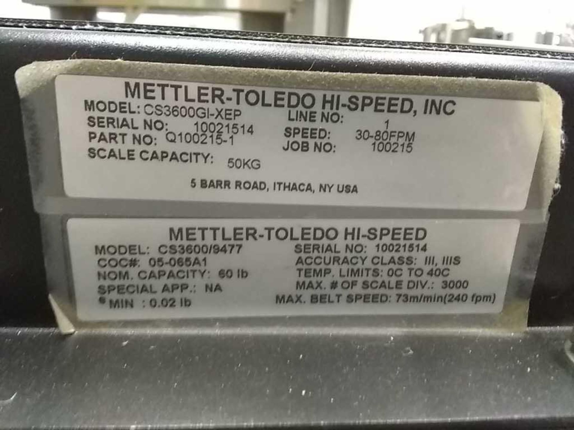 Mettler Toledo Hi-Speed Series 30" x 12" Inline Conveyer Systems - Image 6 of 8