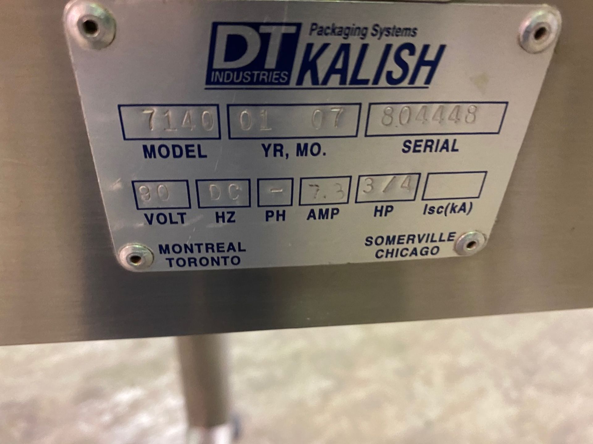 DT Industries Kalish PharmaVeyor 88" x 4" Capacity Conveyor Model 7140 - Image 4 of 5