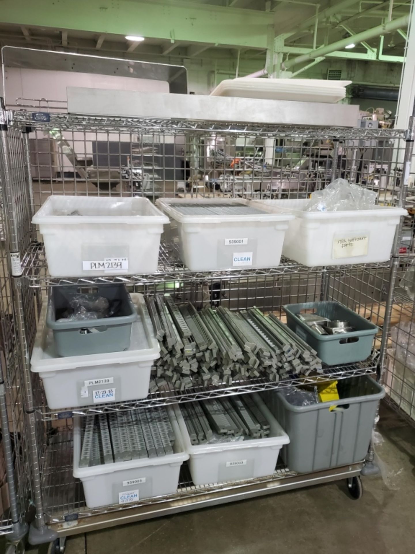 (1) Nexel 4-Tier 60" x 24" Castered Wire Rack w/ Various Lakso Slat Counter Spares - Image 4 of 4