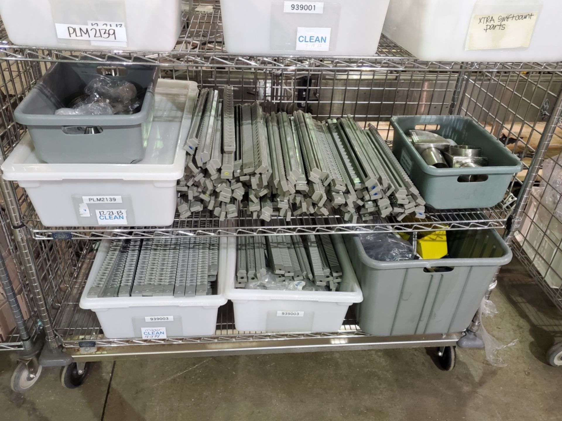 (1) Nexel 4-Tier 60" x 24" Castered Wire Rack w/ Various Lakso Slat Counter Spares - Image 2 of 4