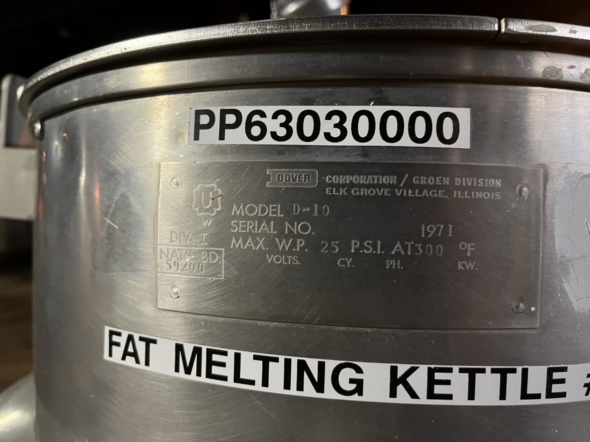 10 Gal Groen Kettle, model D-10, S/S, 25# - Image 2 of 5