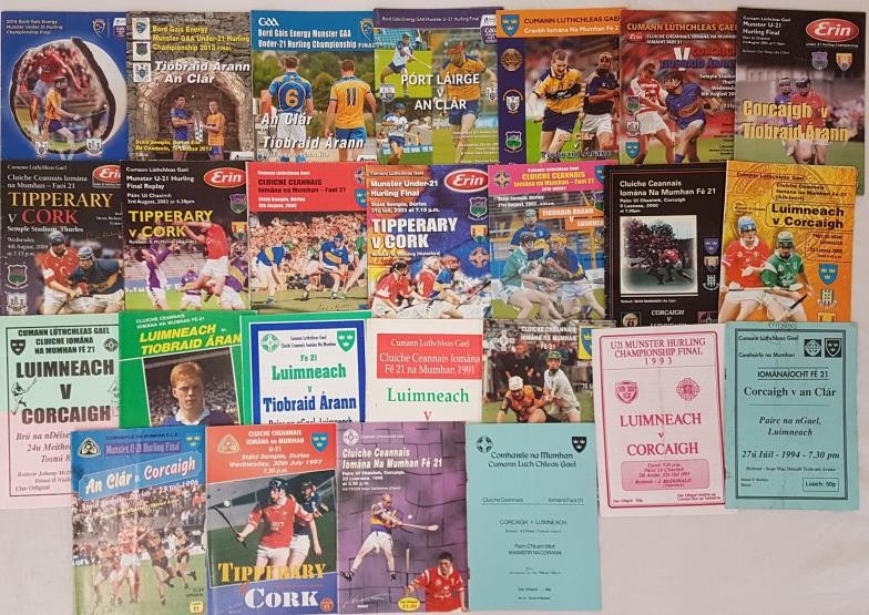 G.A.A. Munster Under-21 Final Programmes - 1988, 1989, 1990, 1991, 1992, 1993, 1994, 1996, 1997,