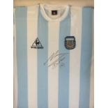 Maradona ? signed Argentina jersey. The World?s most infamous footballer and regarded as one of