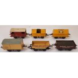 Collection of Six Hornby Wagons including Hornby Railway Company, Portland Cement, Vent Insul Meat