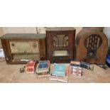 3No. Vintage Valve Radios, related Books and Bulbs