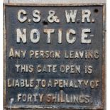 Great Southern & Western Railway 40-shilling Gate Notice