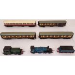 Hornby Dublo 3 Car Super Detail Pullman Suit Barnstaple and a Triang Caledonian Single and Coach