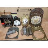 4No. French Decorative Weight Driven Wall Clocks A/F with weights, parts, etc.