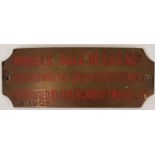 Brass Plaque - Models sale of gas act deposited with the Lord Mayor of Dublin 1861. Reverified by