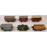 Collection of Six Hornby Wagons including Wakefield Castrol Motor Oil, L.N.E.R. and Trinidad Lake