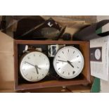 Small English Clock Systems Master Clock and Slave (Glass Damaged)