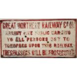 Cast Metal Plaque - Great Northern Railway Co. hereby give public warning to all persons not to