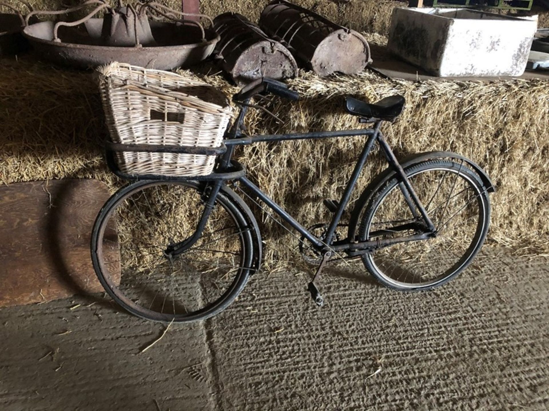Vintage grocers bicycle with wicker basket