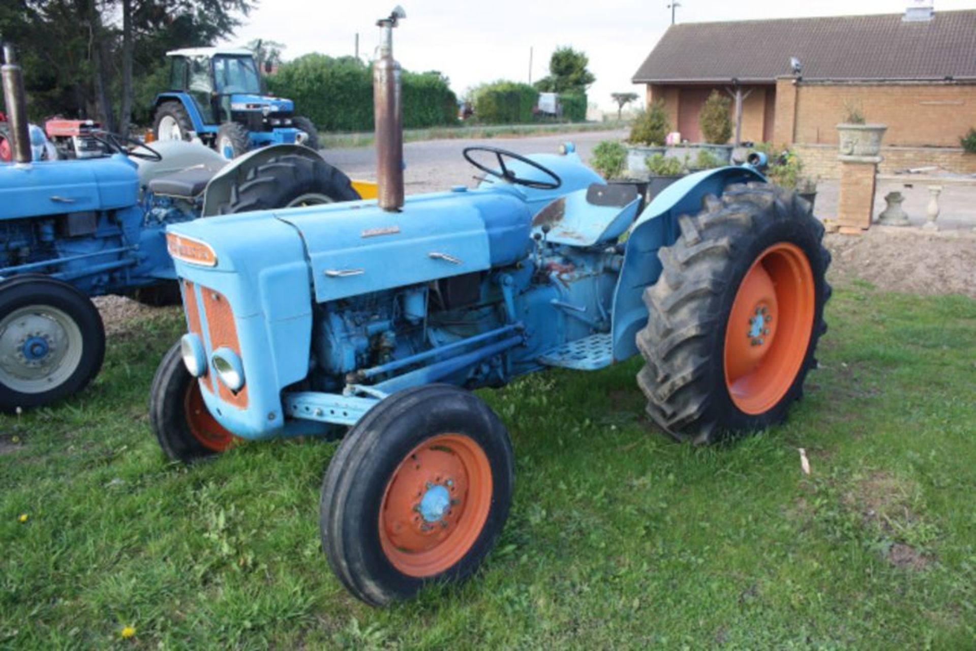 Fordson Super Dexta, Blue & Orange, new clock, no pick-up hitch. 12.4-28 rear tyres, 6.00-16 front