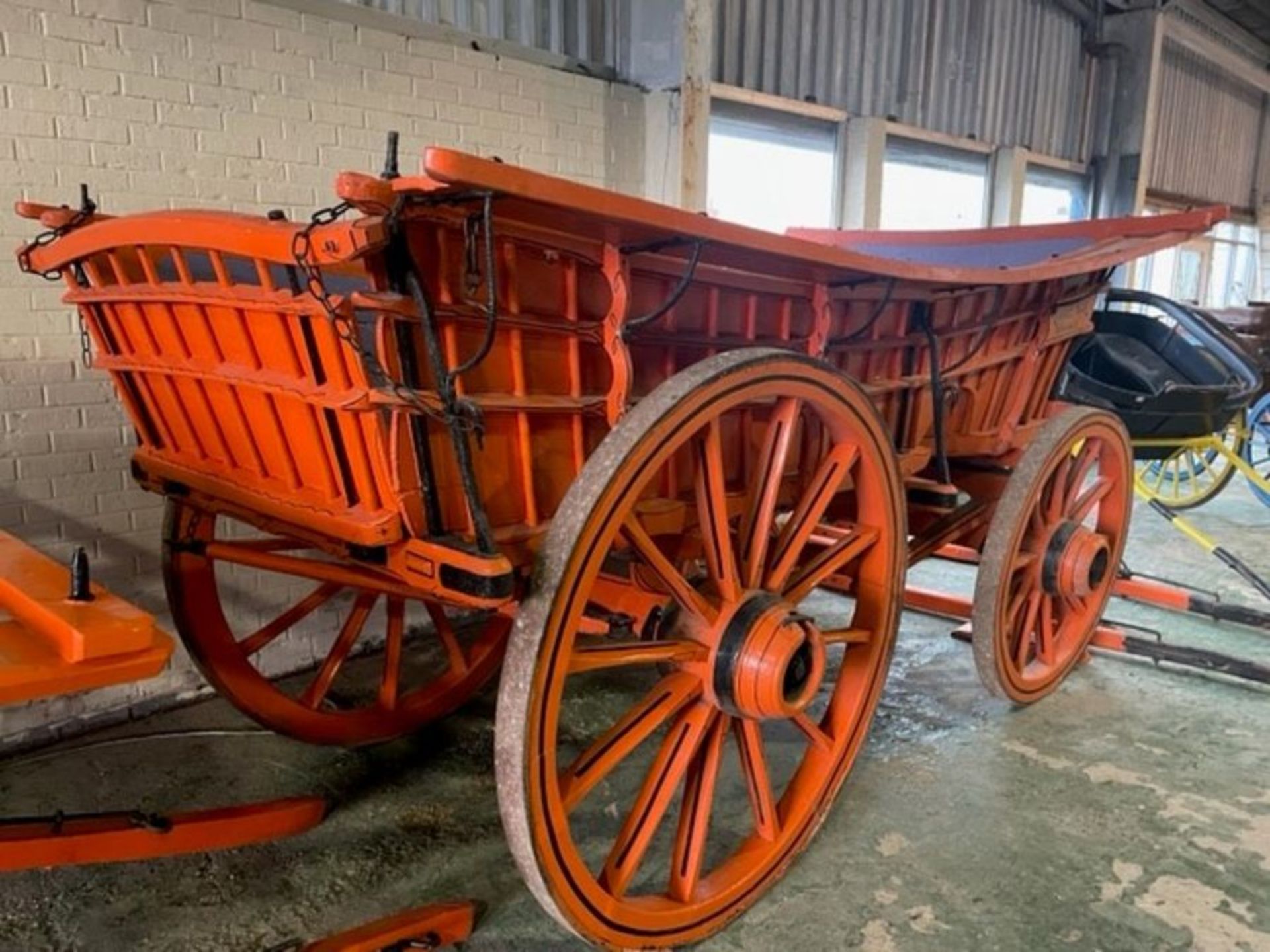 1904 M Bray Farms, Wrangle 4 wheel horse drawn wagon with shafts - Image 4 of 4