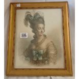 ANTIQUE PORTRAIT PRINT OF A GEORGIAN LADY WITH FEATHER HEADDRESS TOGETHER WITH 2 OTHER OVAL