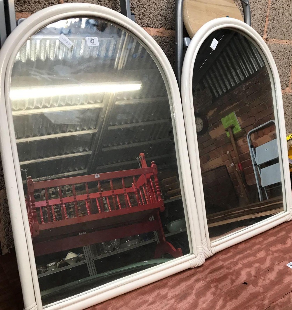 2 ARCHED MIRRORS WITH WOODEN FRAMES