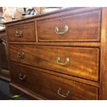 INLAID MAHOGANY CHEST OF 5 DRAWERS WITH BRASS DROP HANDLES