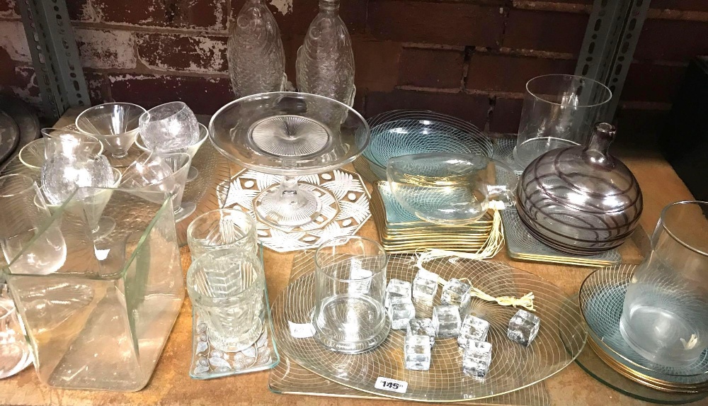 SHELF WITH QTY OF GLASSWARE