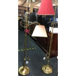 2 BRASS STANDARD LAMPS ADJUSTABLE HEIGHT