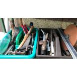 QTY OF TOOLS INCL; HAMMERS, RULES, MEASURING TAPE ETC