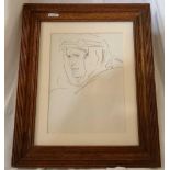 PORTRAIT DRAWING OF T E LAWRENCE TOGETHER WITH A PRINT [?] OF THE SAME SUBJECT.