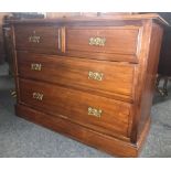 MAHOGANY CHEST OF 4 DRAWERS WITH BRASS HANDLES