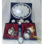 BOXED SET OF MINIATURE REGAL BONE CHINA TEA WARE & QTY OF WATCHES