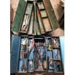 2 LARGE METAL TOOL BOXES WITH VARIOUS TOOLS