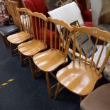 4 TEAK SPINDLE BACK CHAIRS