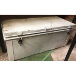 LARGE WHITE PAINTED METAL STORAGE CHEST- EMPTY