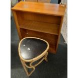 TEAK BOOKCASE & BAMBOO COFFEE TABLE