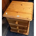 PINE BEDSIDE CHEST OF 3 DRAWERS