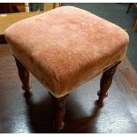 OAK PLANT TABLE & SMALL ANTIQUE TEAK MAHOGANY FOOT STOOL