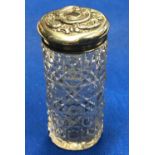 A VICTORIAN SILVER JAR WITH CUT GLASS BODY - B'HAM 1900 BY L&S