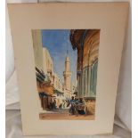 2 WATERCOLOURS OF MIDDLE EASTERN STREET SCENES, BOTH SIGNED WITH INITIAL ''W''